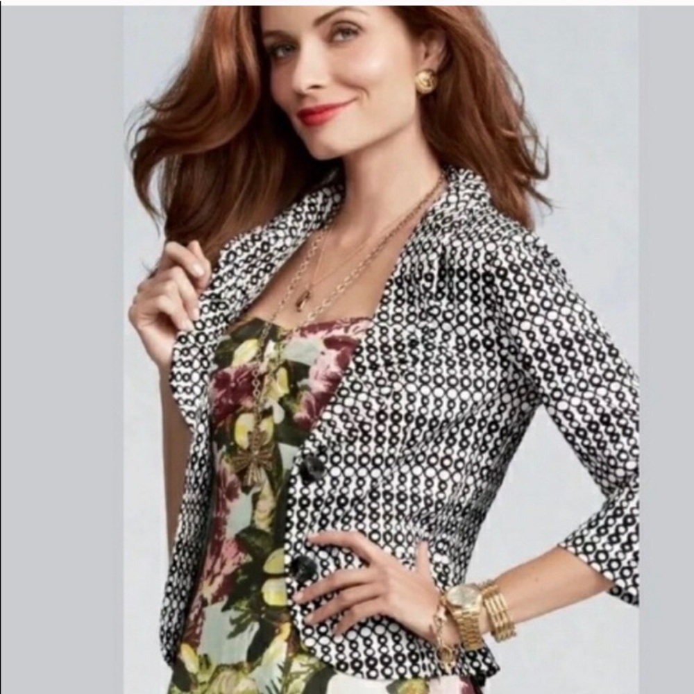 CAbi Du Jour Circle Print Blazer. Size 2.
